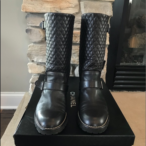chanel moto boots